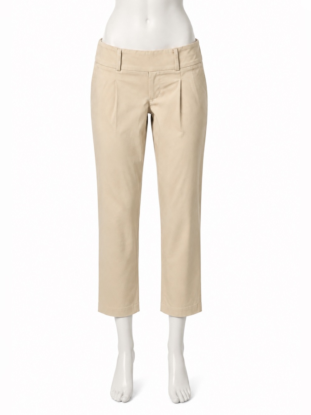 Y2K Vintage Boho Minimalist Ann Taylor Cotton/Nylon Khaki Cropped Pants Size 4